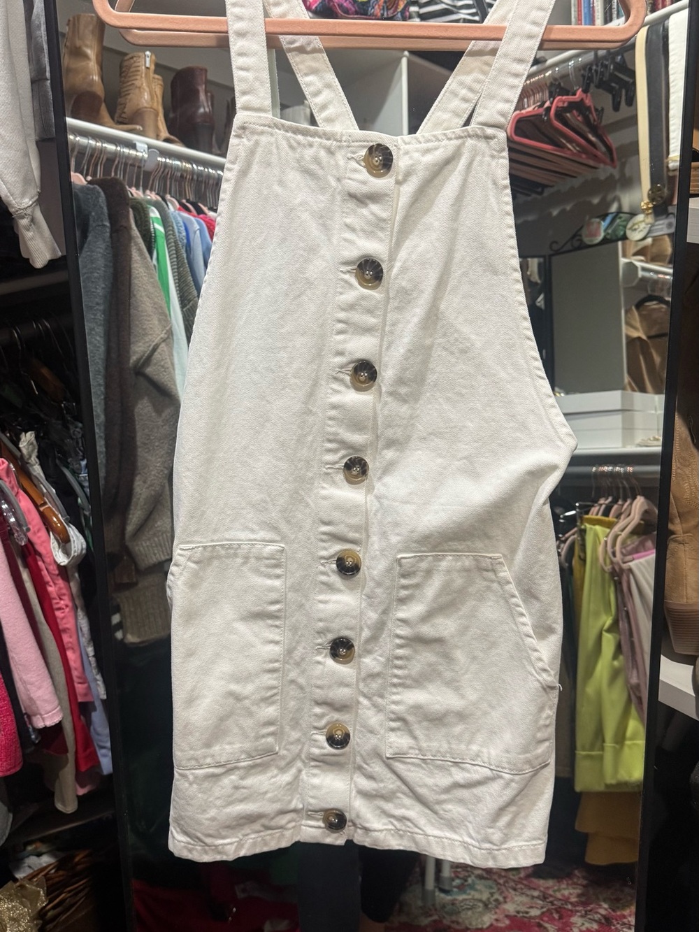Topshop White Button-Front Overall Dress